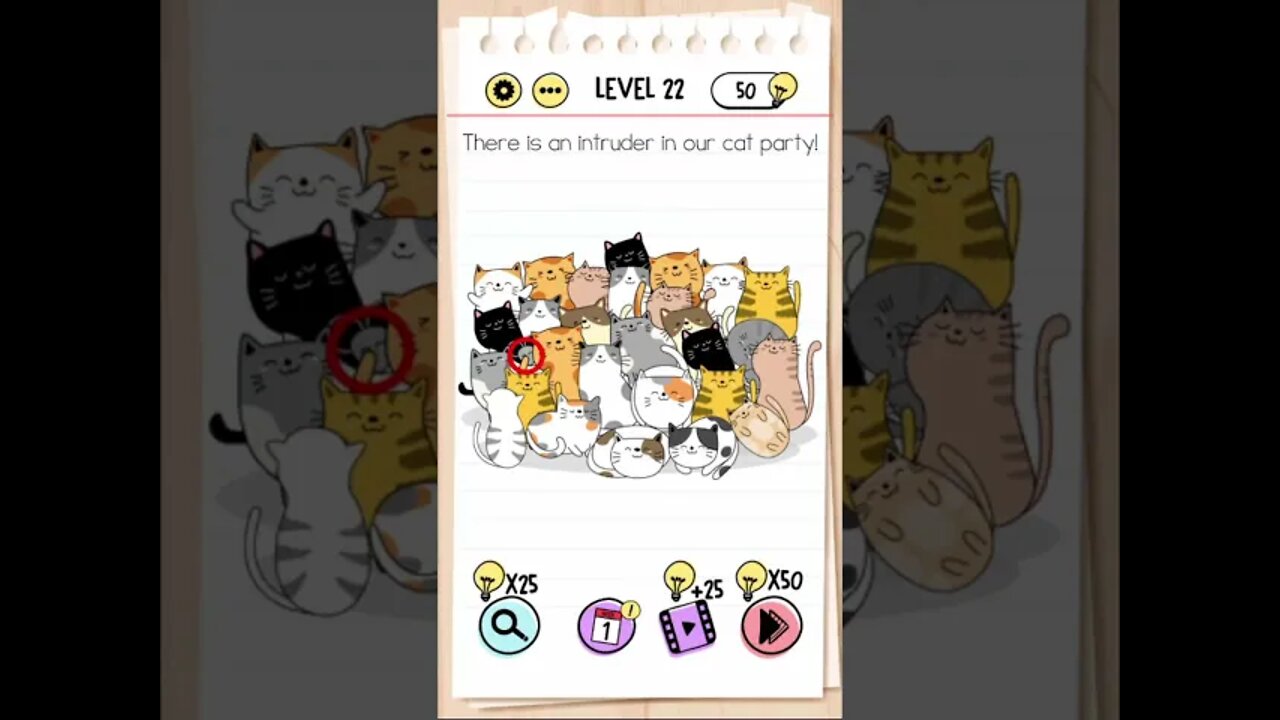 Brain Test Tricky Puzzles Level 22 There is an intruder in our cat party!