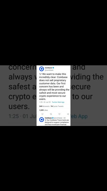 Coinbase Responds to Reports of It Selling Customer Data to U.S. Government #cryptomash #ytshorts