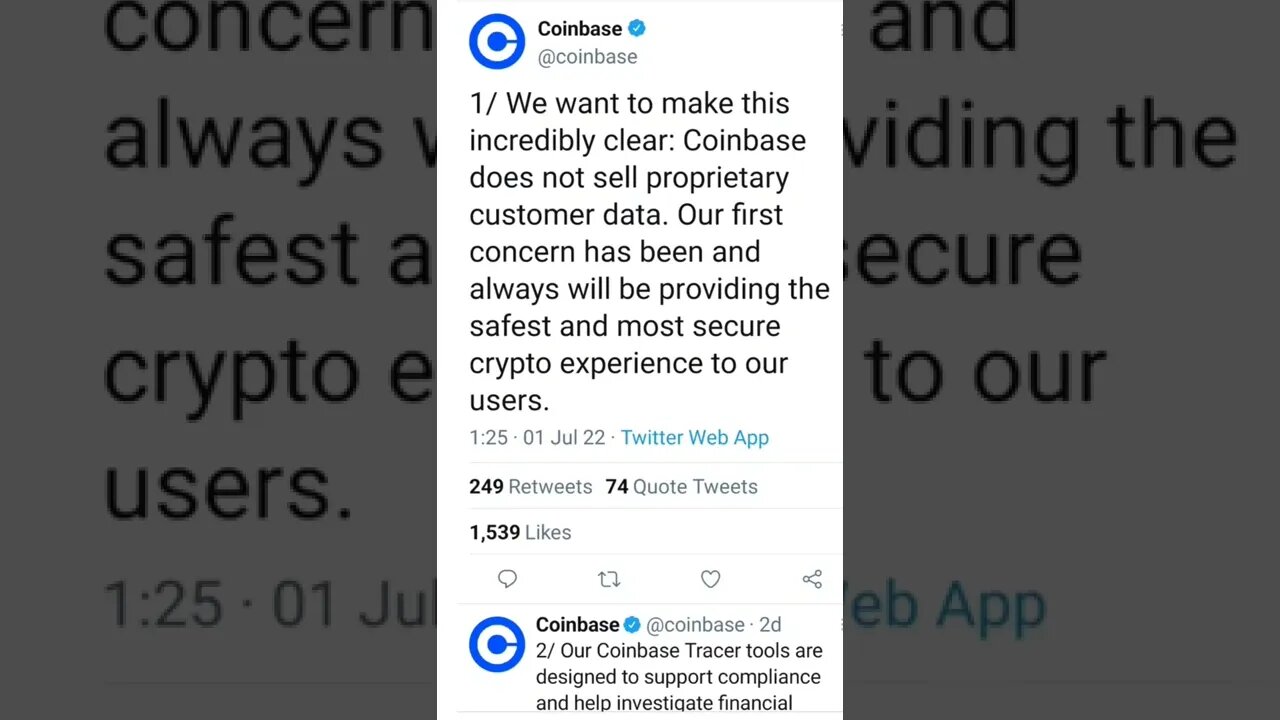 Coinbase Responds to Reports of It Selling Customer Data to U.S. Government #cryptomash #ytshorts