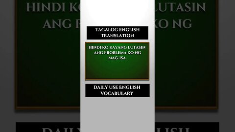 Lesson #30 Tagalog English Translation Daily use English vocabulary #englishtranslation #educational