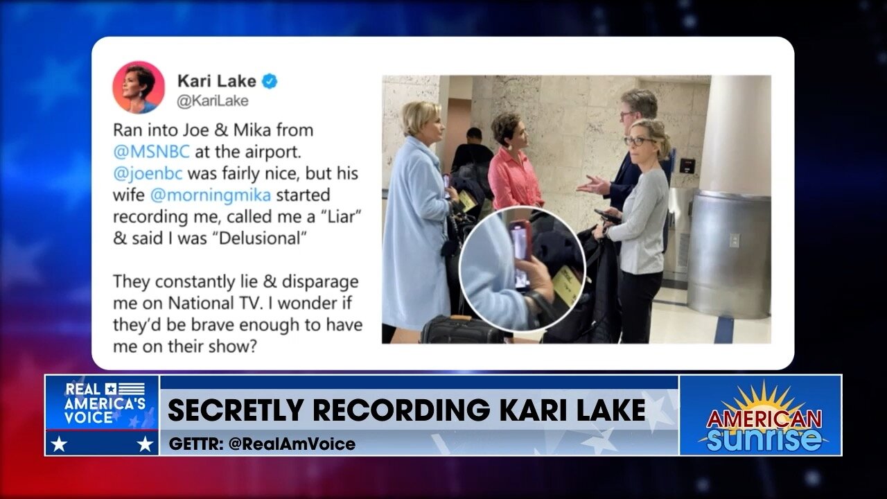 MORNING JOE TRIES TO SECRETLY RECORD KARI LAKE CONVO AT AIRPORT