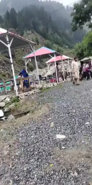 Flash Flood in Pakistan destroys a bridge and a restaurant. That's a dhaba in Pakistan.