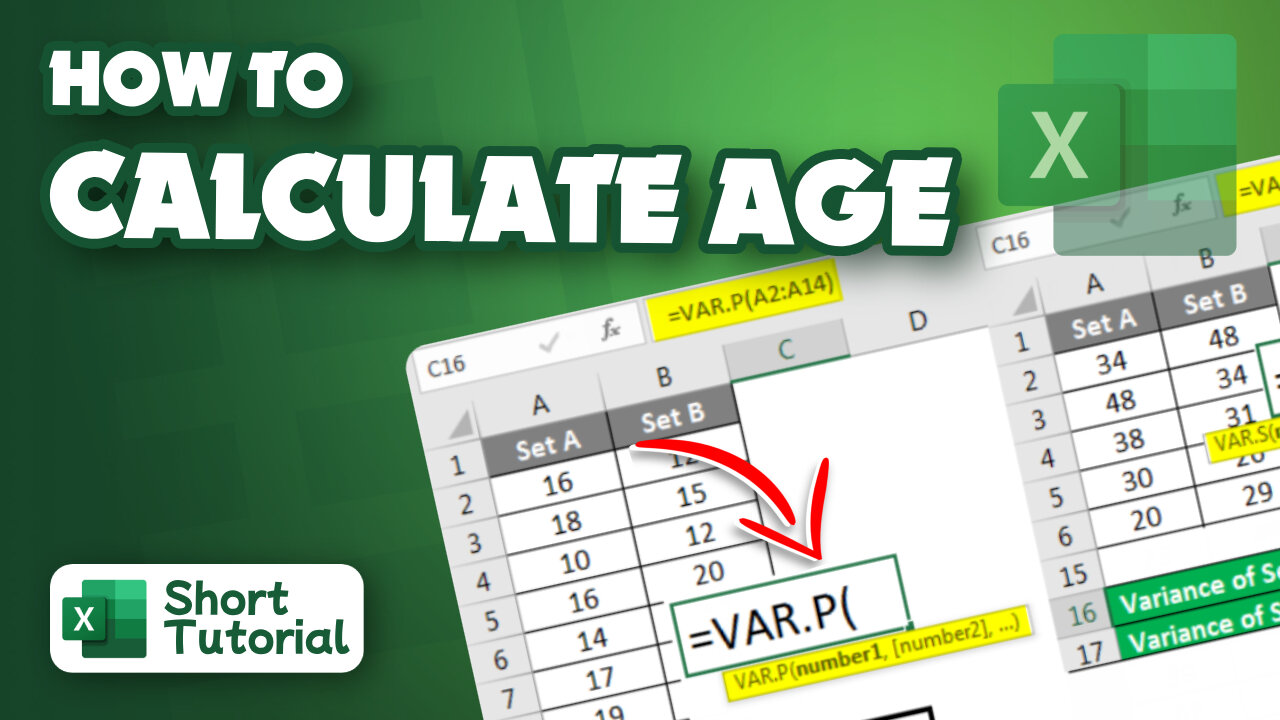 How to calculate variance in Excel