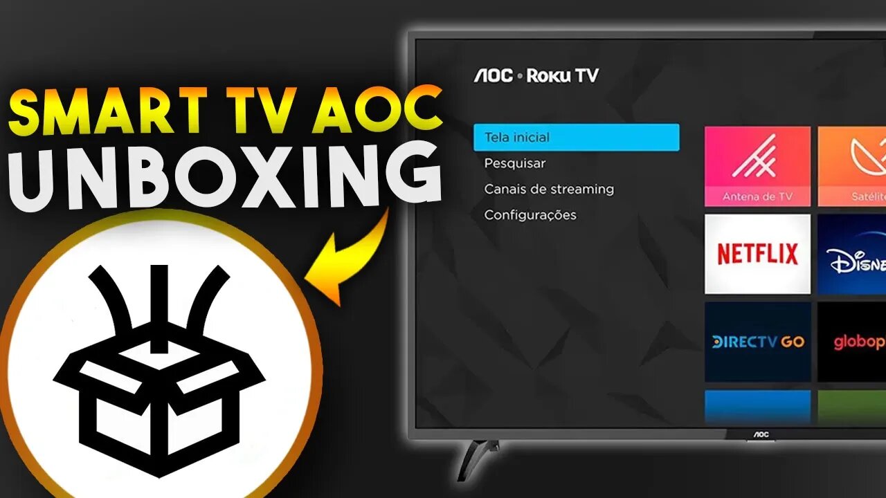 SMART TV AOC 32 COM ROKU TV 32S519578G (TV BARATA COM GLOBO PLAY E HBO MAX) UNBOXING E DETALHES