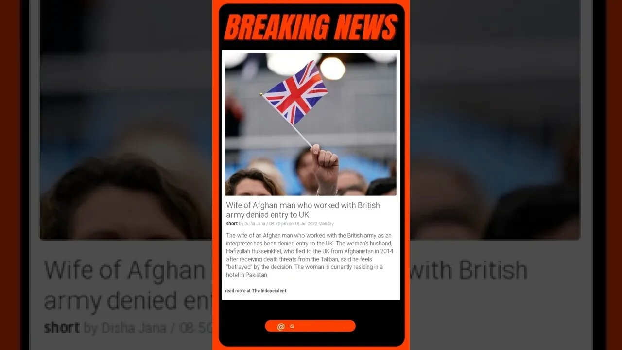 Breaking News: Wife of Afghan man who worked with British army denied entry to UK #shorts #news