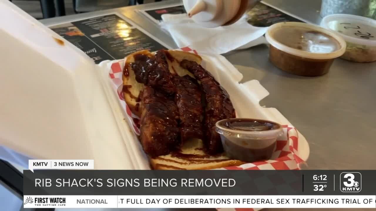 Rib Shack BBQ Restaurant advertising signs being stolen