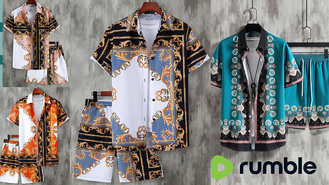 Men Baroque Print Shirts & Drawstring Waist Shorts