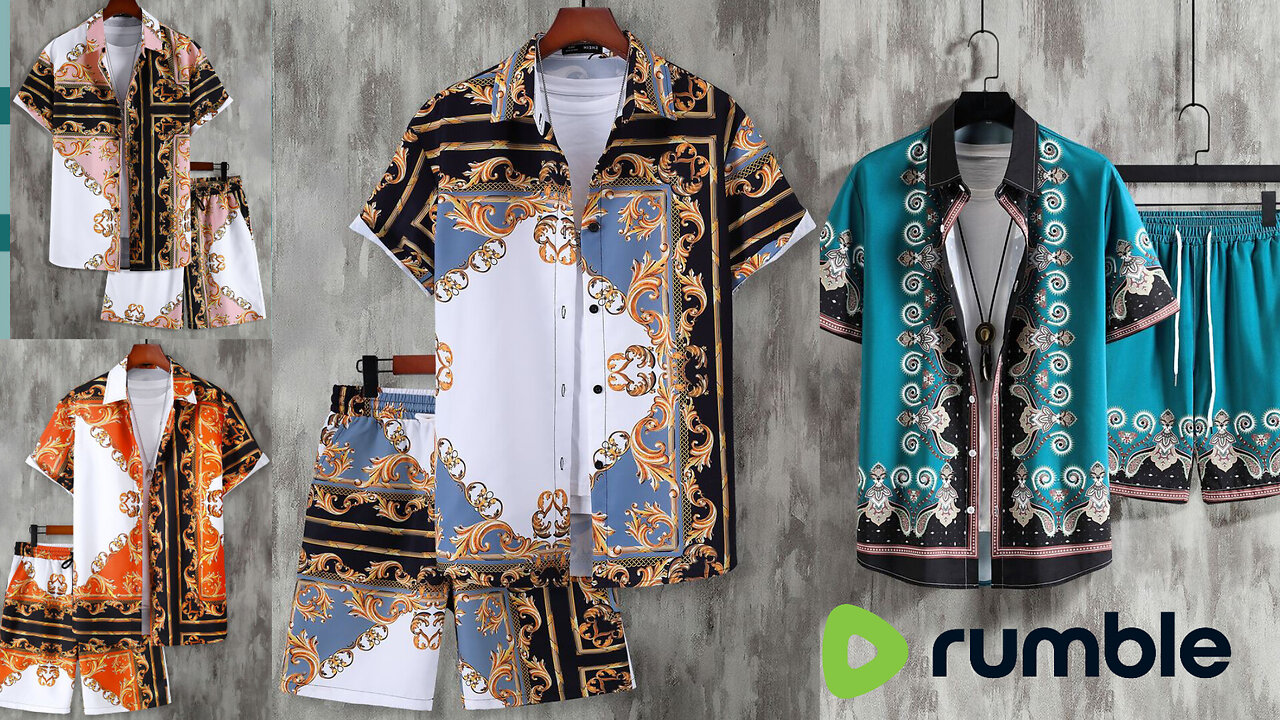 Men Baroque Print Shirts & Drawstring Waist Shorts