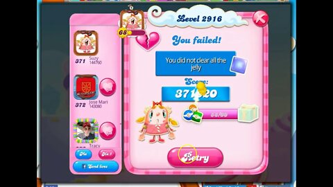 Candy Crush Level 2916 Talkthrough, 16 Moves 0 Boosters