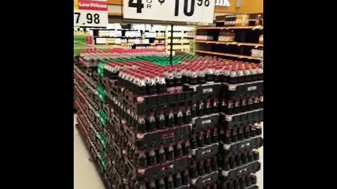 Empty shelves/ Lots of Coca Cola