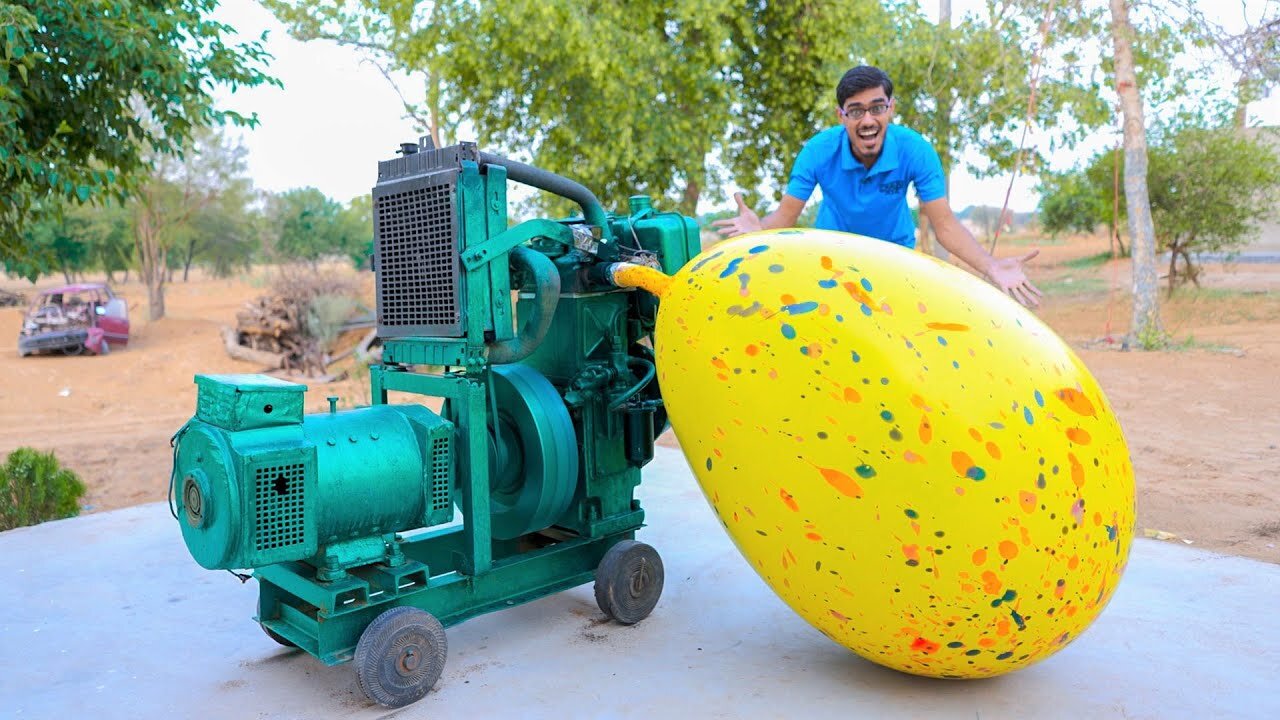 Monster Balloon VS Diesel Engine क्या ये इंजन बड़े गुब्बारे को फाड़ देगा | by Crazy Xyz Fun