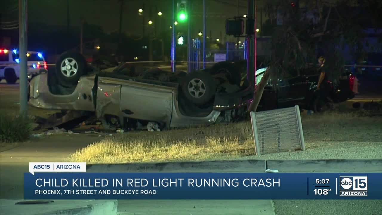 Child killed in red light running crash near 7th Street and Buckeye Saturday