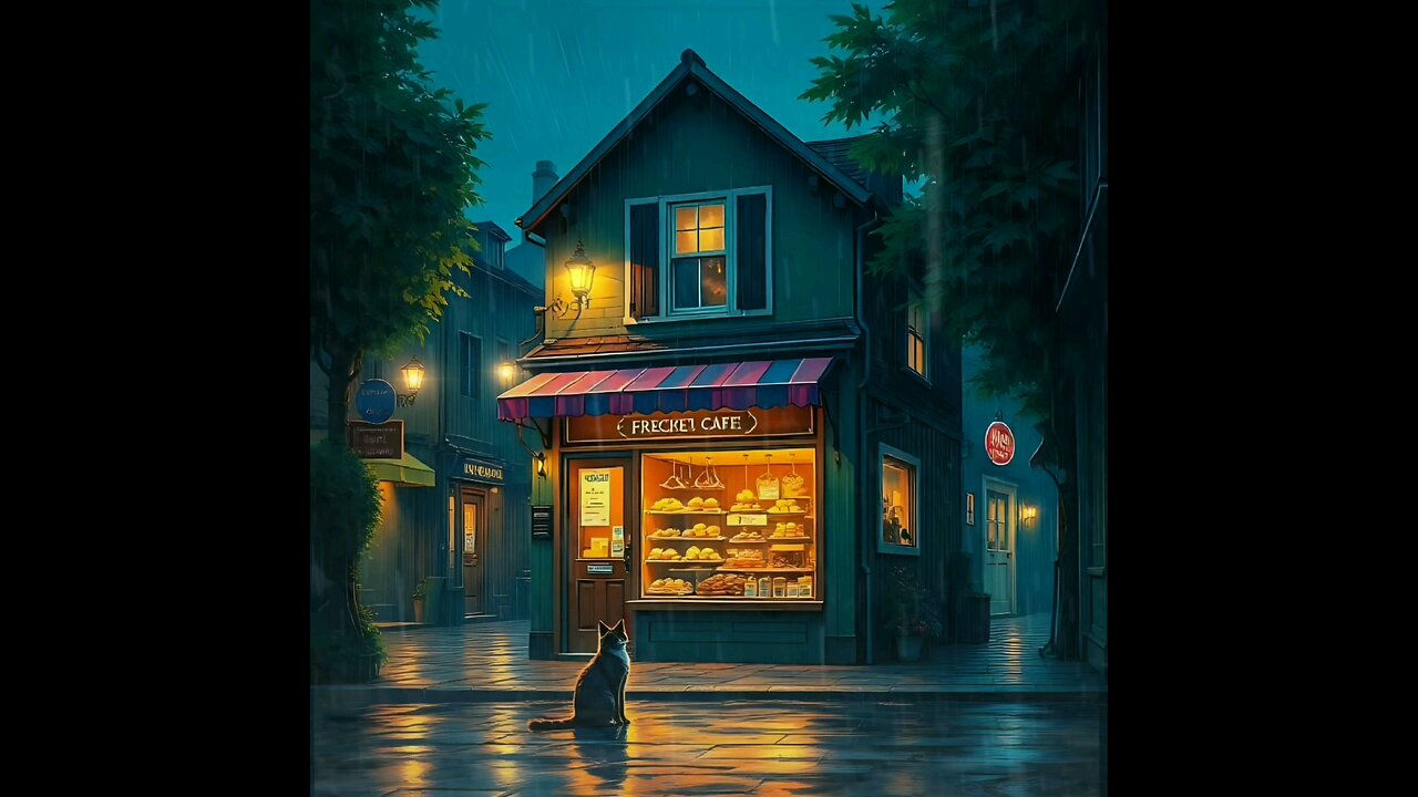 "Lofi Rainy Night: Cozy Cat and Coffee Vibes"