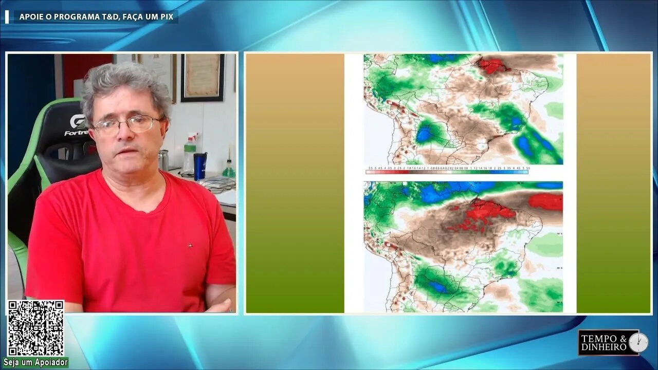 Previsão do tempo mostra excesso de chuva no Brasil central e a falta de chuva no Sul