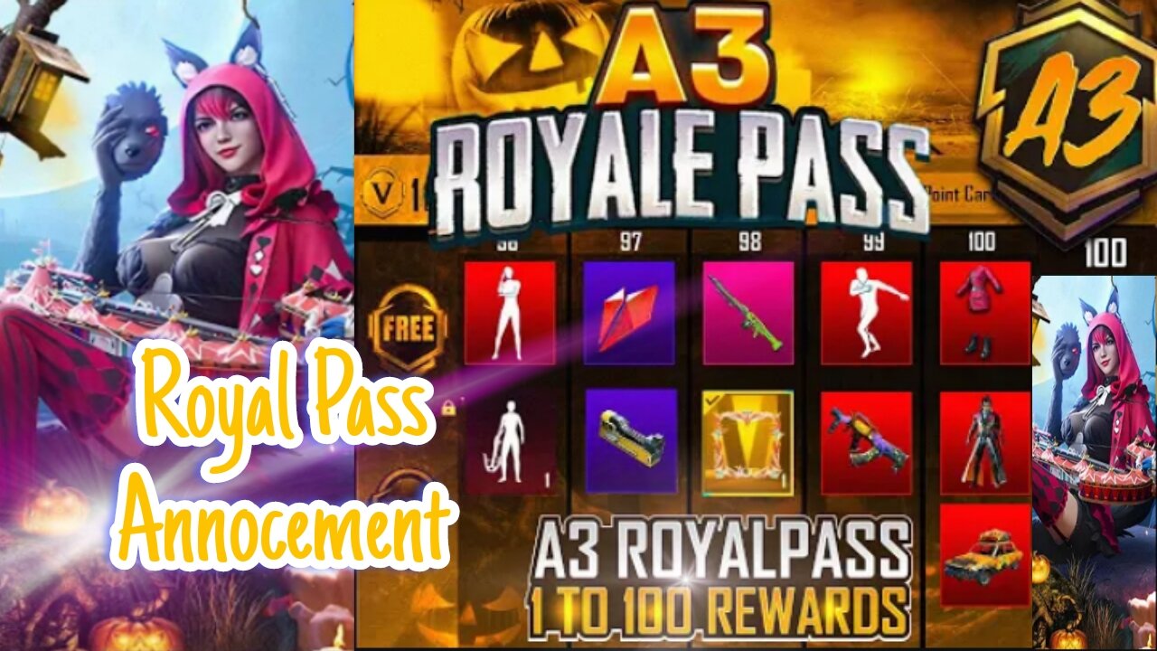 A3 Royal Pass | 100 RP Mythic Outfit | Royal Pass Give Away | Upgradable Weapon Skin | PUBGM