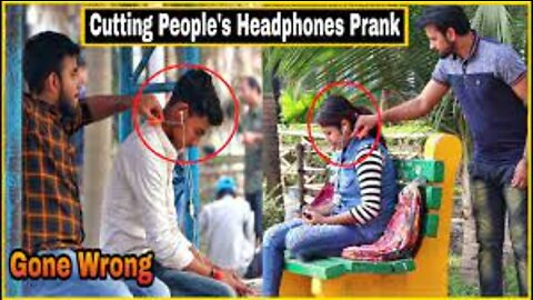 cutting peaples headphones PRANK!!