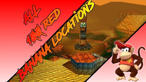 Donkey Kong 64 - Angry Aztec - Diddy Kong - All 100 Red Banana Locations