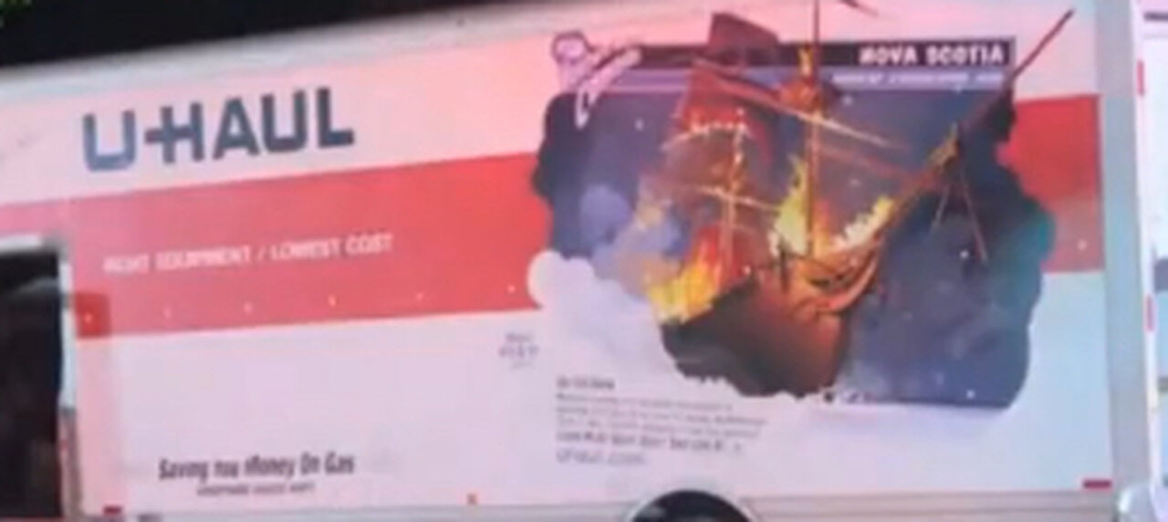UHaul crashes in WH with pic of Nova Scotia burning in it