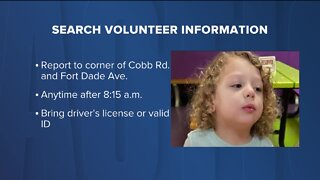 Volunteer information for missing Brooksville toddler