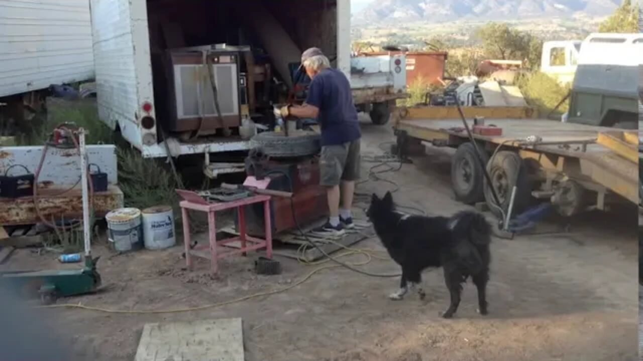 Tire Repair on the Equipment Trailer