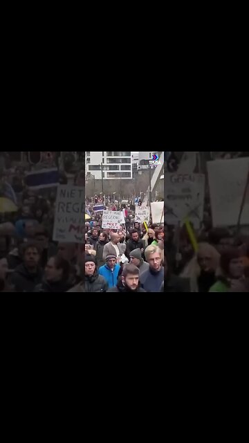 MASSIVE PROTEST AGAINST MANDATES IN BRUSSELS BELGIUM
