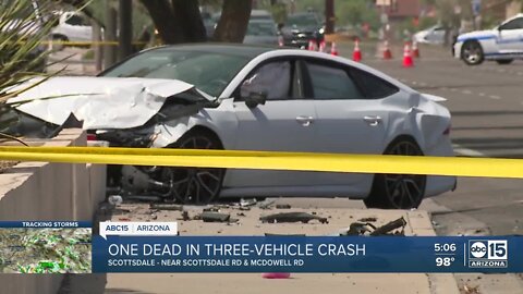 One dead after three-vehicle crash on Scottsdale Road near McDowell