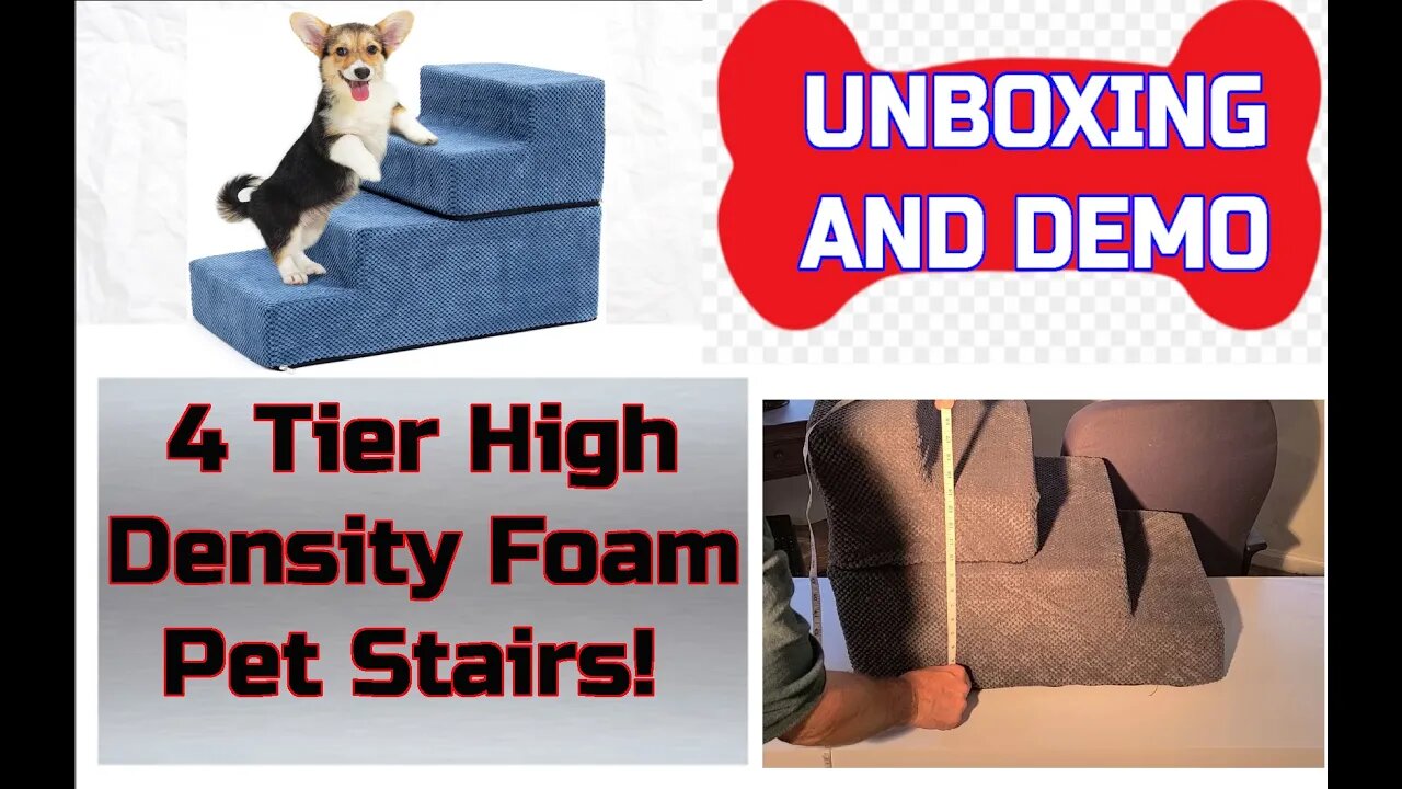 4 Tier Foam Dog Stairs - Great For Dogs and Cats