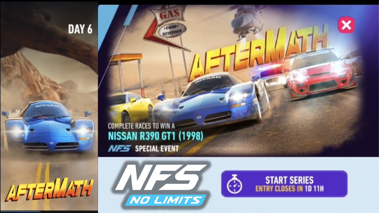 Need For Speed No Limits "Special Event" *AFTERMATH * NISSAN R390 GT1 (1998) Day 6 Gameplay.