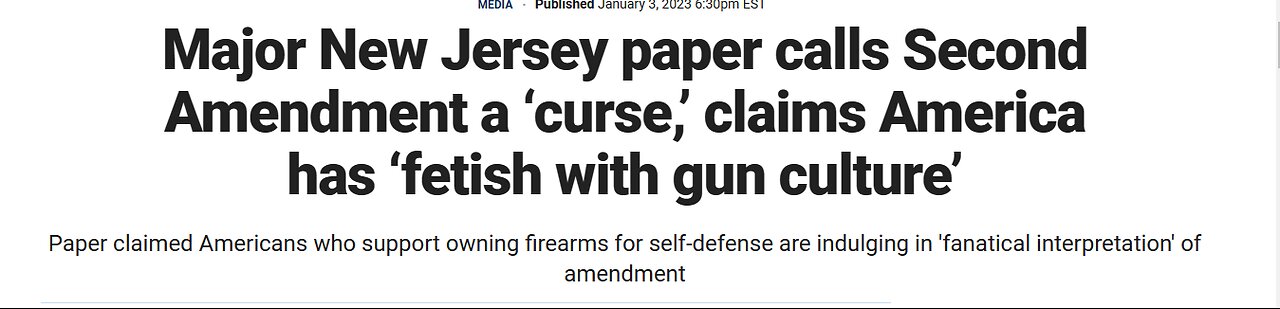 New Jersey Star Ledger calls Second Amendment a Curse & America has Gun Culture Fetish!