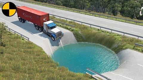 Cars VS Giant Water pit 😱 BeamNG Drive