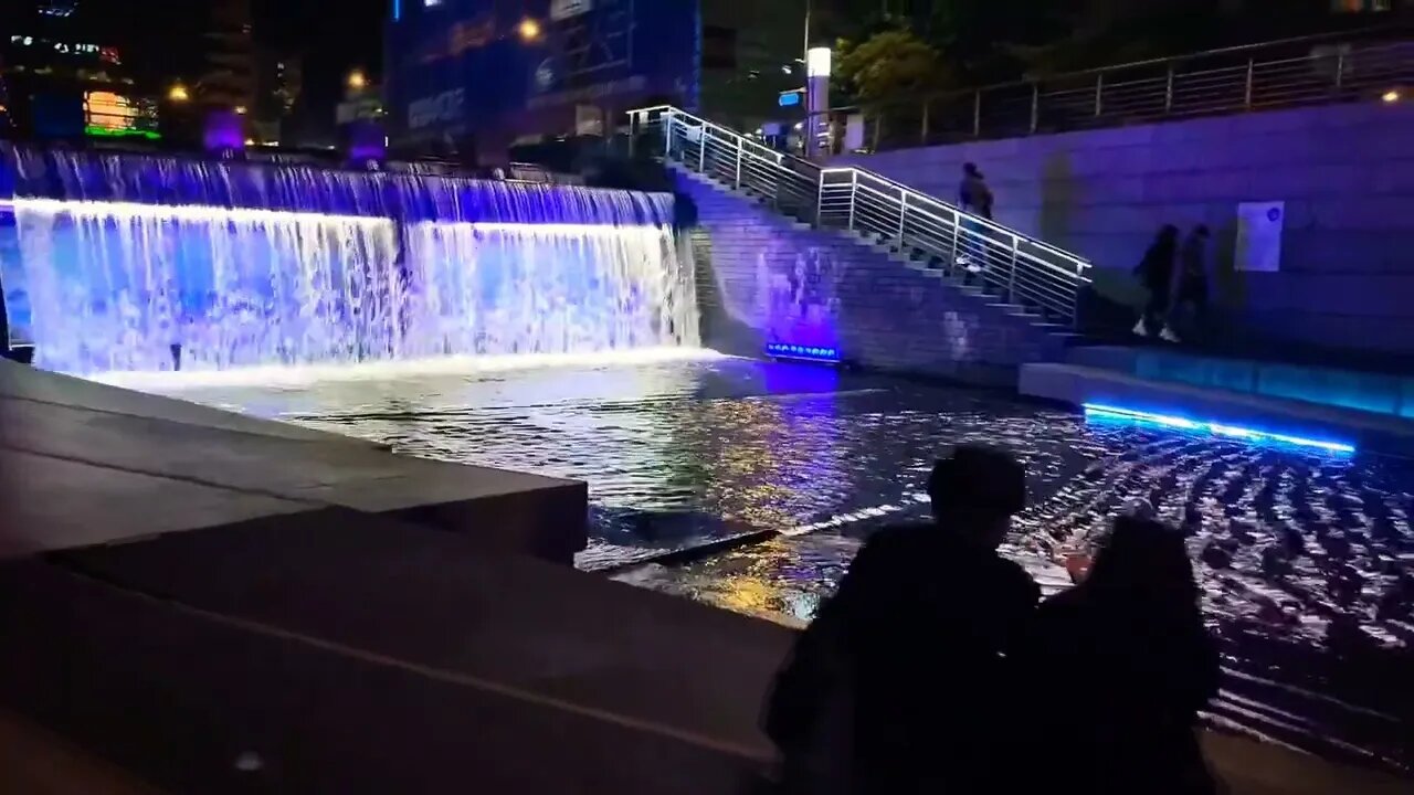 #date #view #night #led Chung-ge-chun small river night time view Seoul Korea