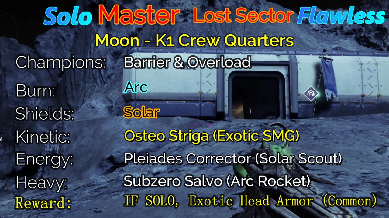 Destiny 2 Master Lost Sector: Moon - K1 Crew Quarters Solo-Flawless 4-24-22