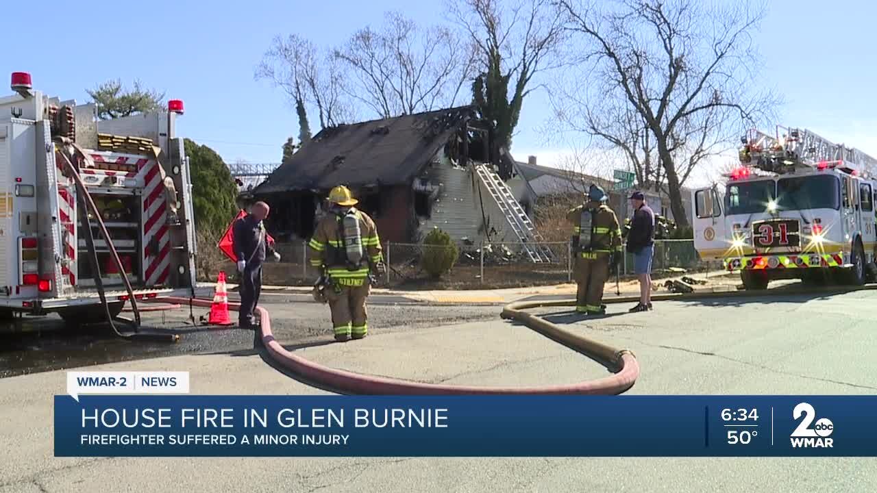 A firefighter is injured in a housefire in Glen Burnie