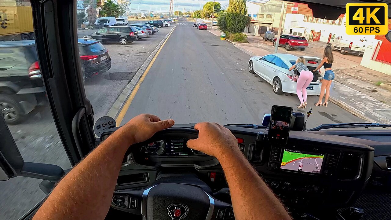 FIRST PERSON REAL TRUCK DRIVING on Scania V8 🥵 HOT Sunny Day in Valencia