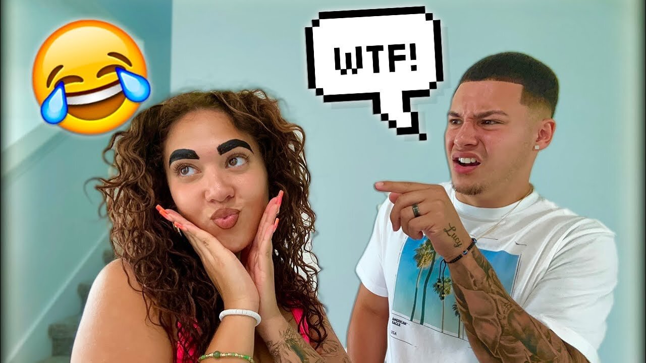 EXTREMELY "THICK" EYEBROWS PRANK ON BOYFRIEND!!