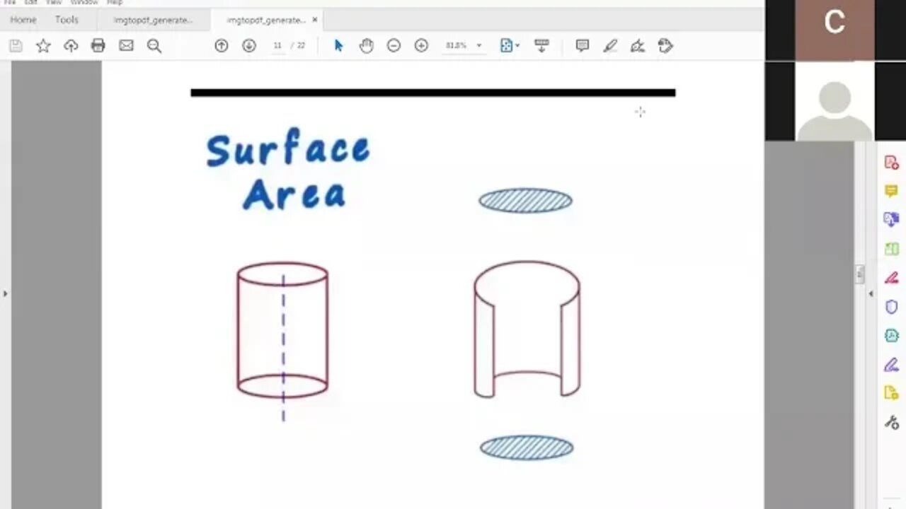 Class 7 Maths B Surface Area of Cylinder 5 8 2020
