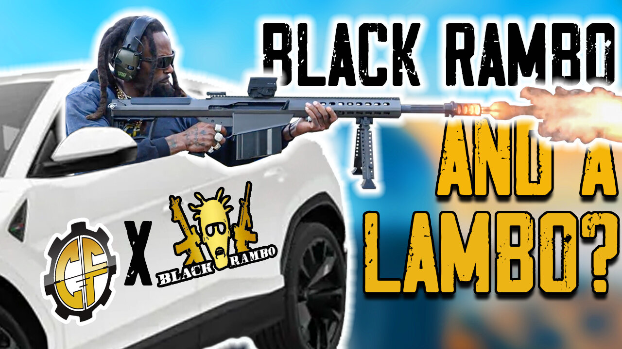 Black Rambo Shoots A 50 Cal Out Of A Lamborghini