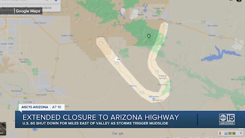 Mudslide causes extended closure of US 60 near Superior/Miami