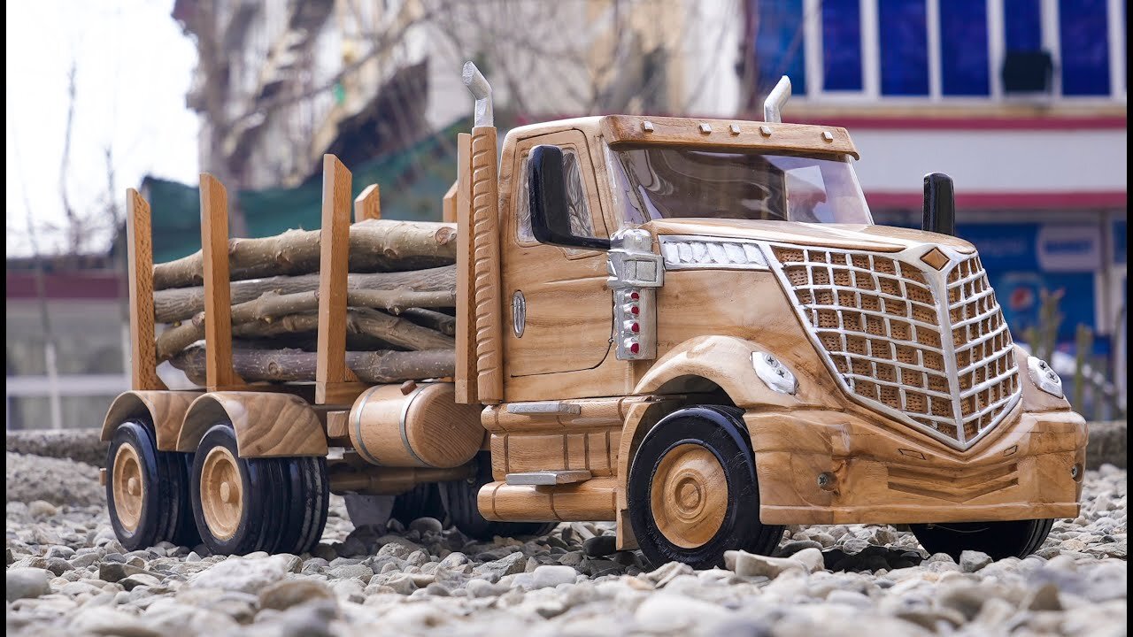 Woodcarving of International Lonestar Truck Out of Wood | ASMR Woodworking