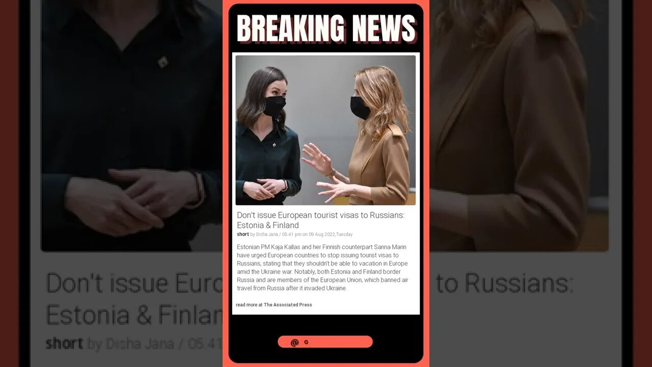 News Bulletin: Don't issue European tourist visas to Russians: Estonia & Finland #shorts #news