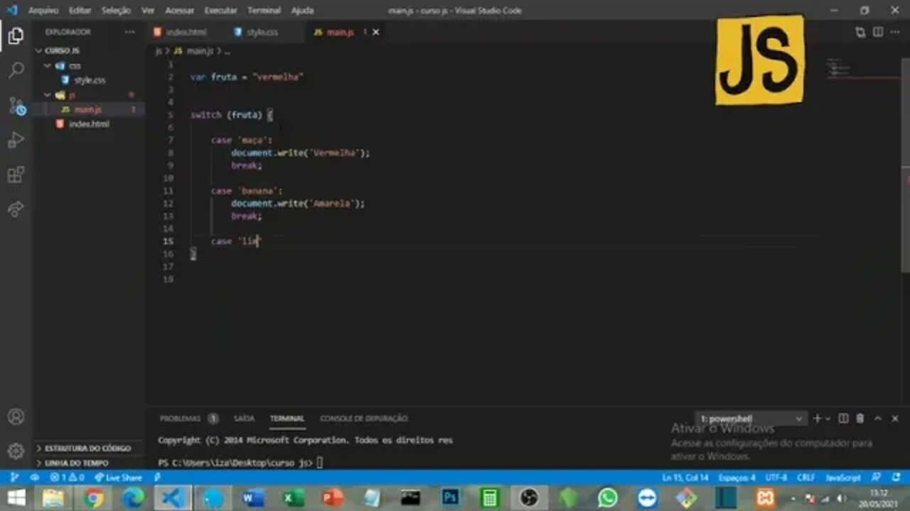 APRENDA A PROGRAMAR DE FORMA DESCOMPLICADA ! SWITCH CASE - JAVASCRIPT !