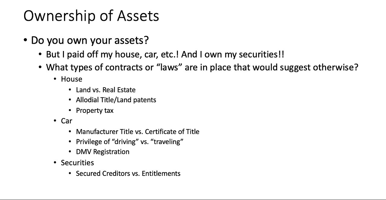 Do You Know Who You Are? - Session 7 - Ownership of Assets…or Not?