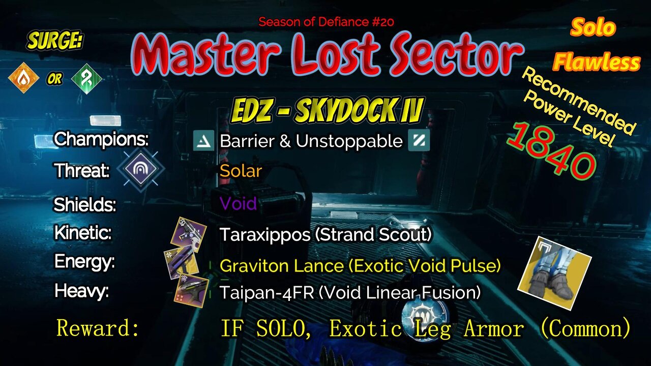 Destiny 2 Master Lost Sector: EDZ - Skydock IV on my Solar Titan 5-20-23