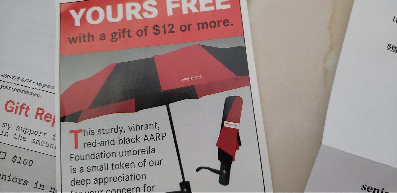 "FREE" AARP UMBRELLA with a "GIFT" OF $12.00 or MORE?