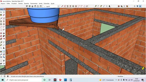 comduites no modelo 3d casa pequena