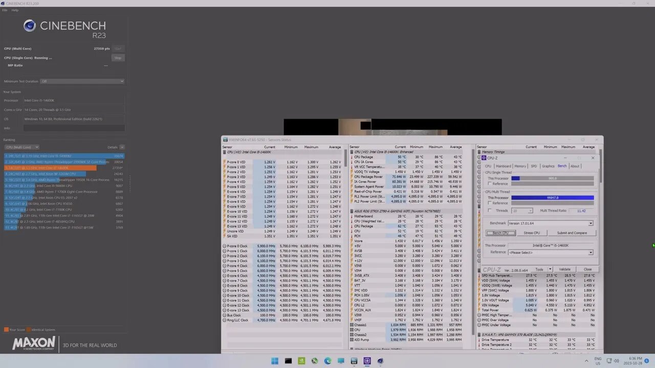 14600K 6100Mhz Cinebench CPUz Run Test