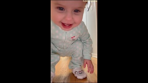 Cute Baby Stole Moms Phone And Laughing.Cute Funny Baby