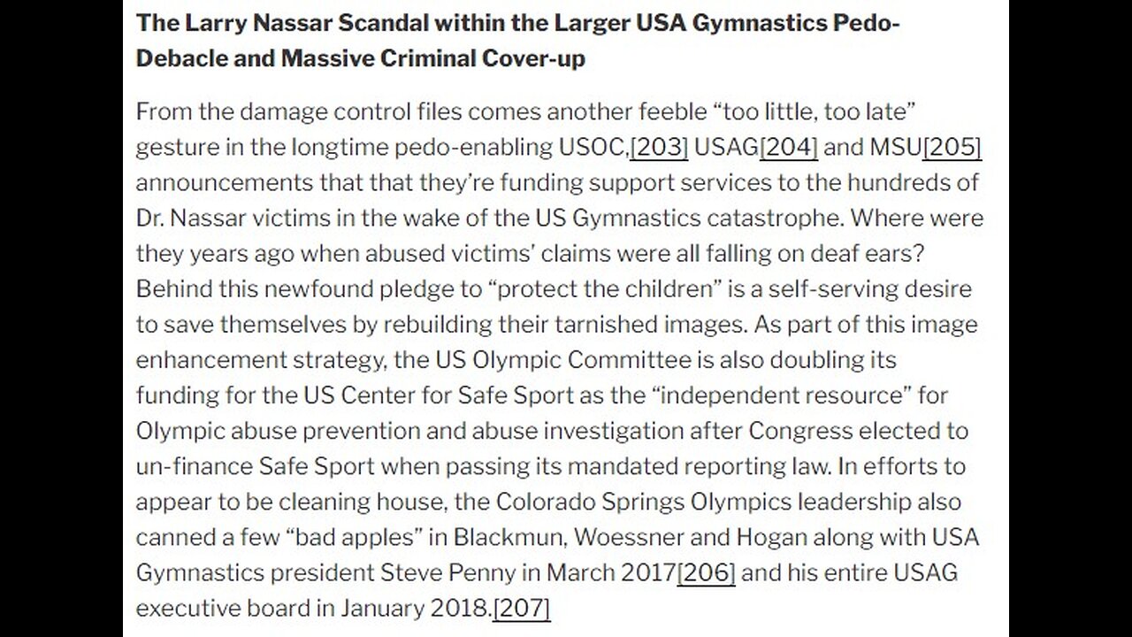 After Dark Tues Sep 5, 2023 US Olympics Gymnastics Predator Larry Nassar+FBI Ted Gunderson SpeaksPt2