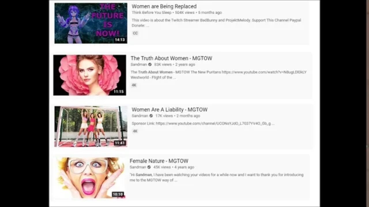 MGTOW/Red Pill YouTubers are like racist White supremacists