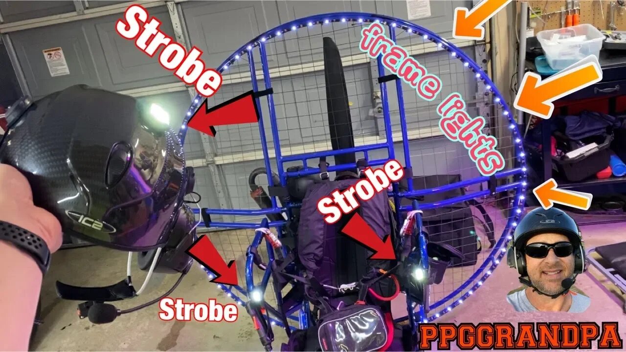 $59 for a Paramotor cage lights, helmet strobes, flight deck and wing lights.